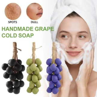 Jabón de lavado hecho a mano con forma de uva, glicerina Natural y plantas, jabón suave con caja, suministros de limpieza profunda colgables para cara y cuerpo 