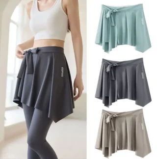 Cortina de trasero Irregular para mujer, falda de una pieza antiexposición de secado rápido, cintura elástica con abertura lateral, falda de Yoga para bádminton