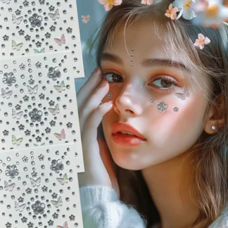 Cara diamante gema pegatina mariposa flores diamantes de imitación tatuaje sombra de ojos pegatinas para Festival uñas cuerpo maquillaje joya ostentosa DIY