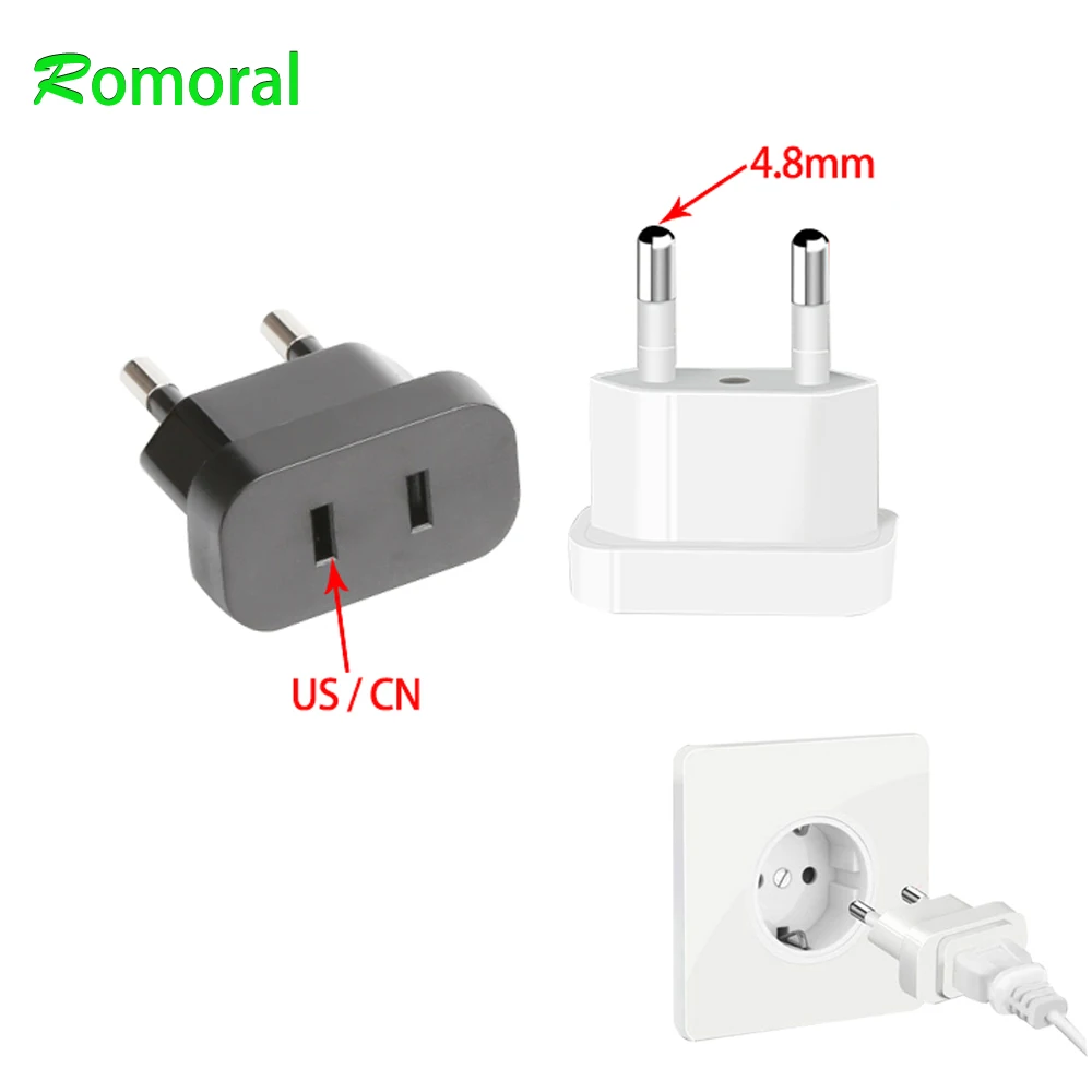 Adaptador de enchufe europeo, adaptador convertidor de viaje, enchufe americano de China, EE. UU. a UE, enchufe europeo, adaptador eléctrico de CA, toma de corriente