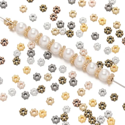 200 unids/lote 4/6mm Margarita copo de nieve flor espaciador cuentas Mini cuentas sueltas dijes para DIY joyería suministros pulsera artesanal