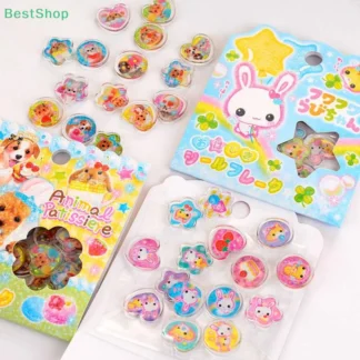Rebecca⚡Y2k pegatinas de canicas de cristal 3D láser brillante en forma de corazón Animal funda de teléfono móvil calcomanías Decoración