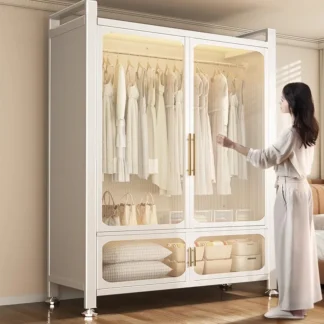 Armario de hierro moderno para el hogar, casillero colgante para casa de alquiler, muebles de dormitorio portátiles minimalistas, armarios abiertos, estante de almacenamiento de acero