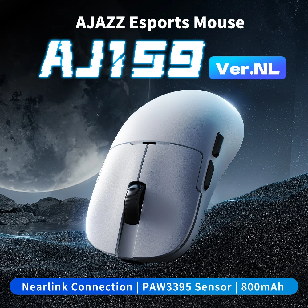 Ratón inalámbrico para juegos AJAZZ AJ159NL 1K, fase original PAW3311PAW3395, ratón con aproximadamente 59g, ligero, compatible con frecuencia de retorno de 1K