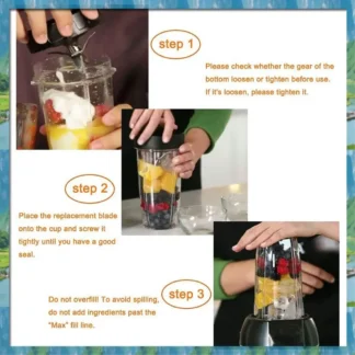 Tapa y taza de 32OZ y hoja de 7 aletas Compatible con accesorios de licuadora Ninja Auto IQ 1000W piezas de repuesto BL482