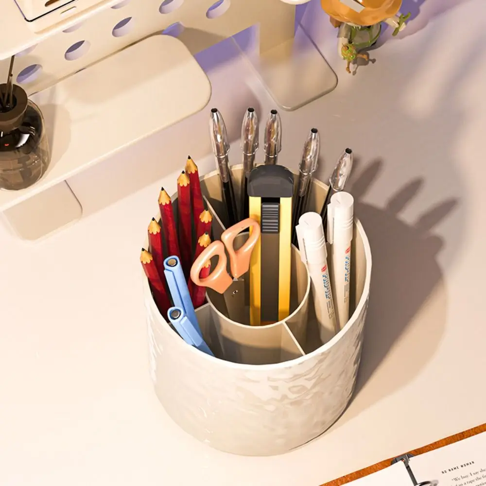 Portalápices de plástico, caja de almacenamiento de cosméticos multifunción creativa, estante de almacenamiento giratorio de gran capacidad para oficina