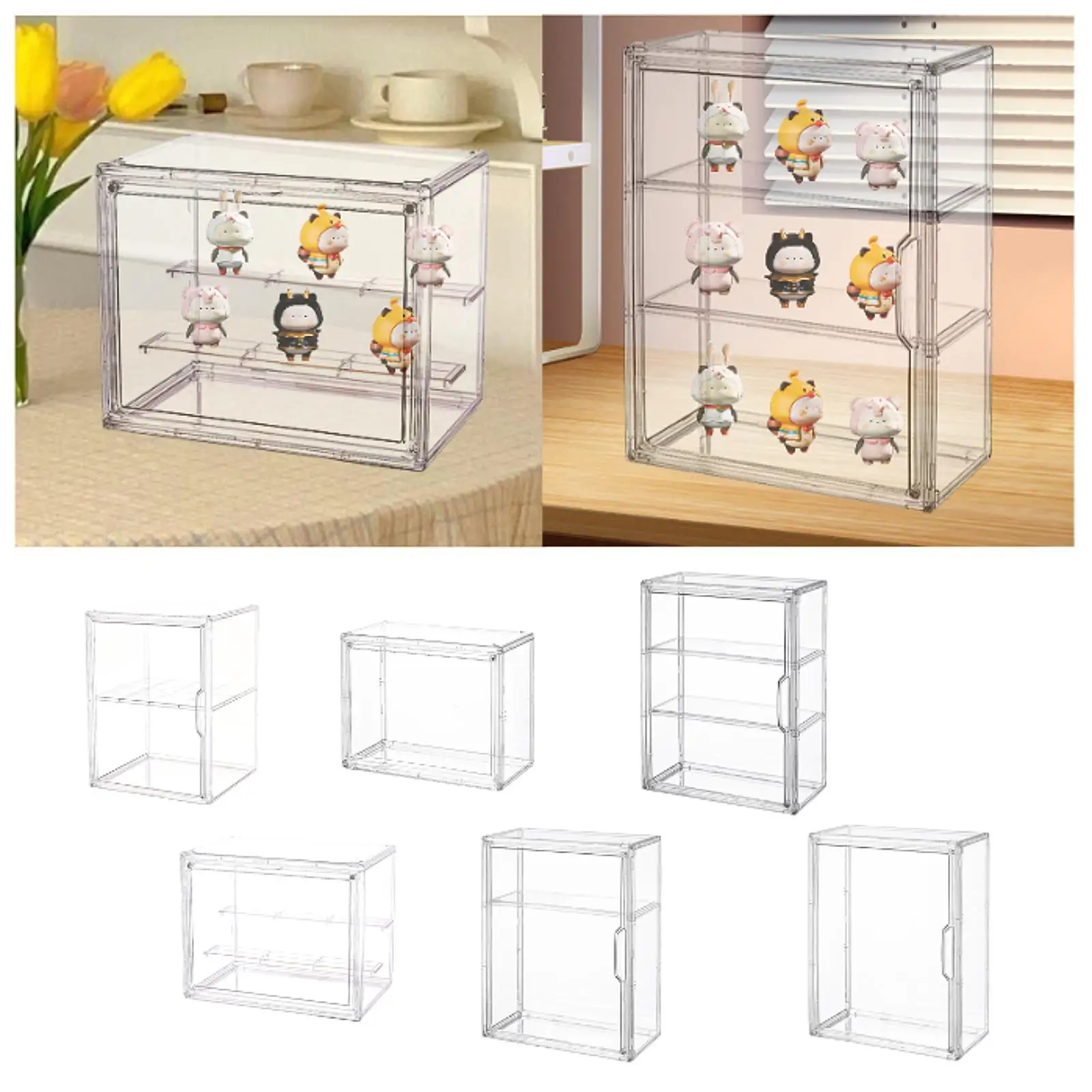 Vitrina de figuras, escaparate de juguetes, gabinete de exhibición multiusos, caja de almacenamiento de figuras, organizador de modelo transparente para estante interior