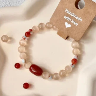 Pulsera de cuentas de piedra Natural, ágata roja, pulseras de cuentas de piedra de ojo de gato para mujeres y hombres, pulsera exquisita de moda, regalos de joyería