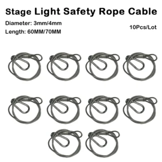 10 unids/lote 3MM * 700MM cuerda de seguridad Cable luz de escenario luz con cabezal móvil cuerda de seguridad carga de seguridad 20kg Cable de seguridad