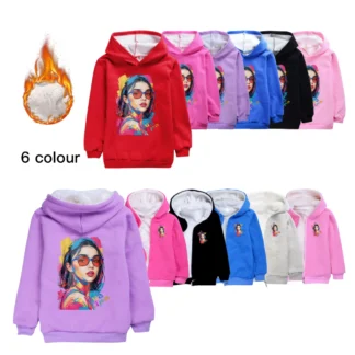 Sudaderas con capucha de terciopelo para niños, jersey dua Lipa, ropa de invierno para niños, abrigos con capucha de manga larga, sudadera para niñas y niños, Tops 4788