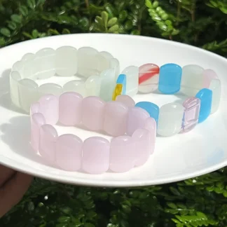 Pulsera de cuerda elástica con cuentas de cristal de color caramelo hecha a mano para mujer, joyería de volley de mano DIY, precio de descuento