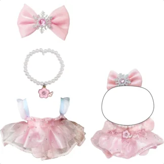 Conjunto de 3 piezas de ropa para muñecas de 17cm y juguetes de peluche, muñeca Dr de 17cm con collar de perlas de imitación, accesorios para muñecas con lazo, solo sin muñeca incluida