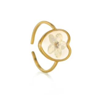 Raexrage-Anillo abierto de flor chapado en oro para mujer, elegante anillo de estrella cuadrada con corazón de acero inoxidable, regalo de joyería de cumpleaños y boda