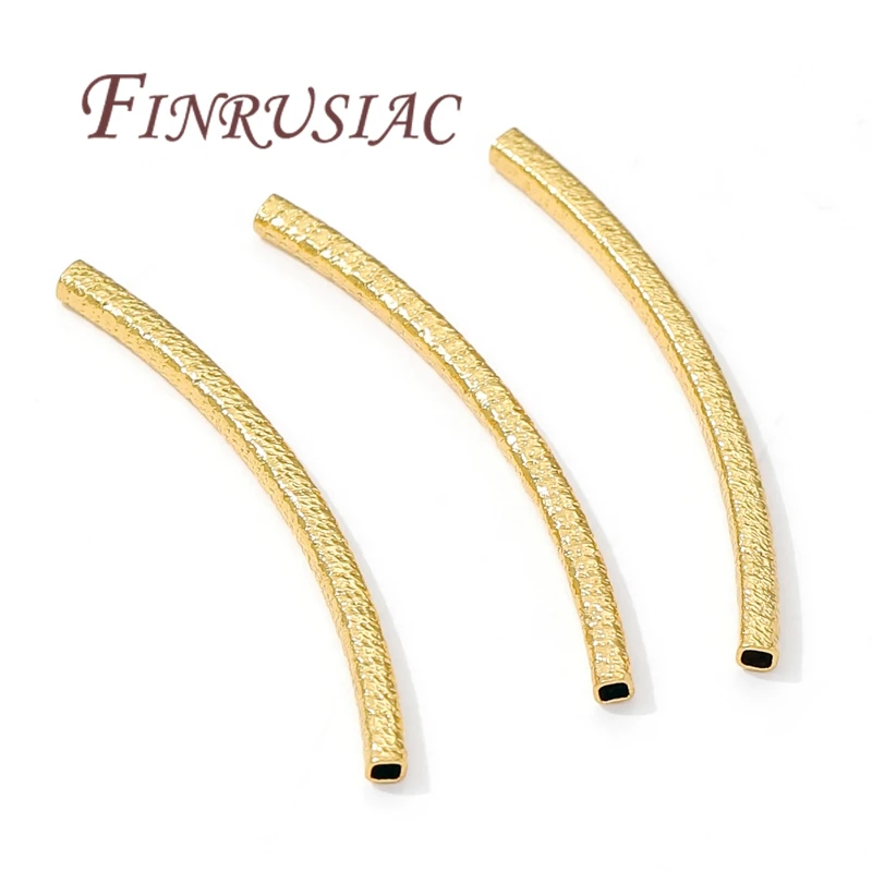 Conectores de cuentas espaciadoras de tubo chapado en oro de 18K, 35mm x 2mm, para pulsera DIY hecha a mano, collar, accesorios para hacer joyas