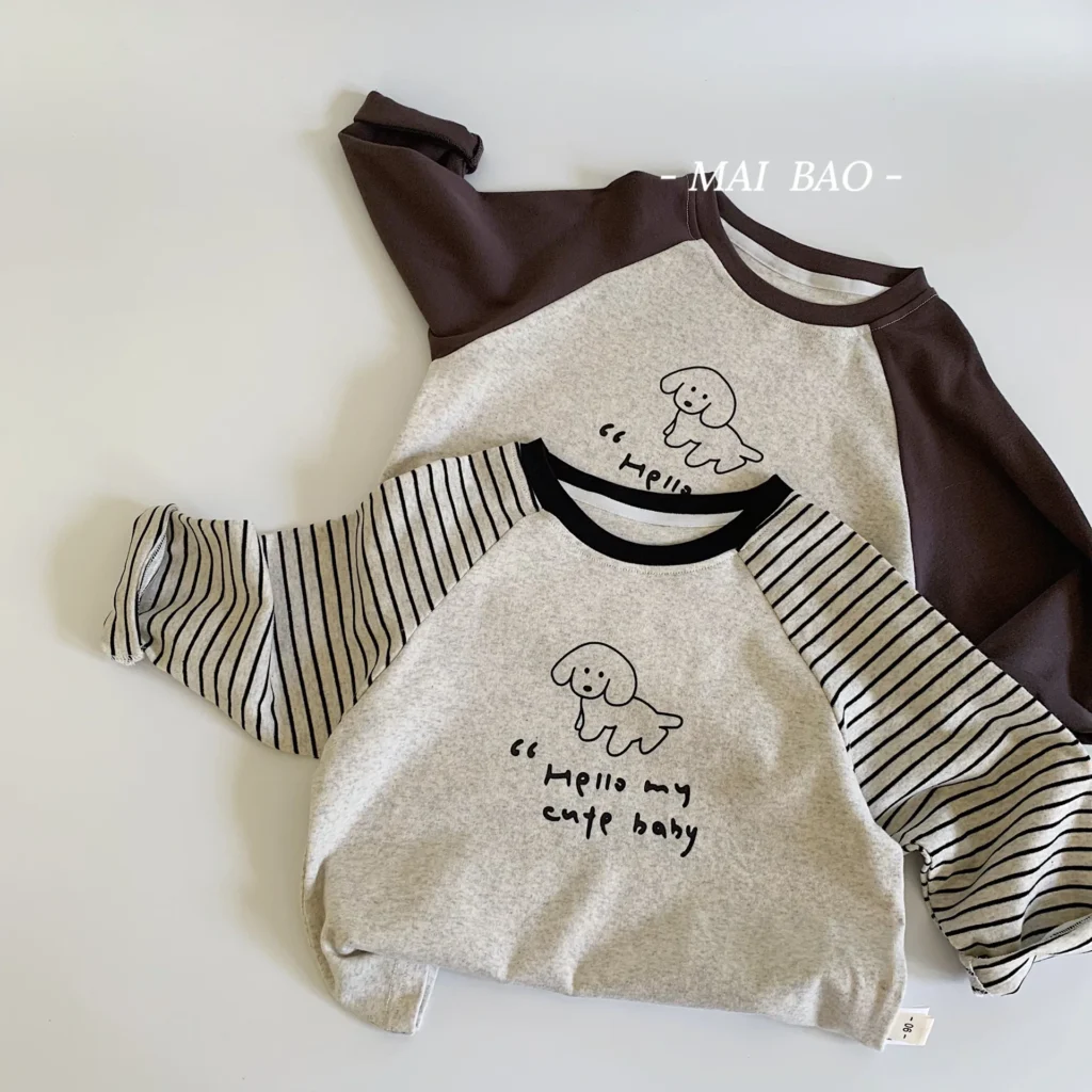 Camiseta con estampado de dibujos animados para niños, jersey de manga larga, informal, Simple, cómodo, 2024