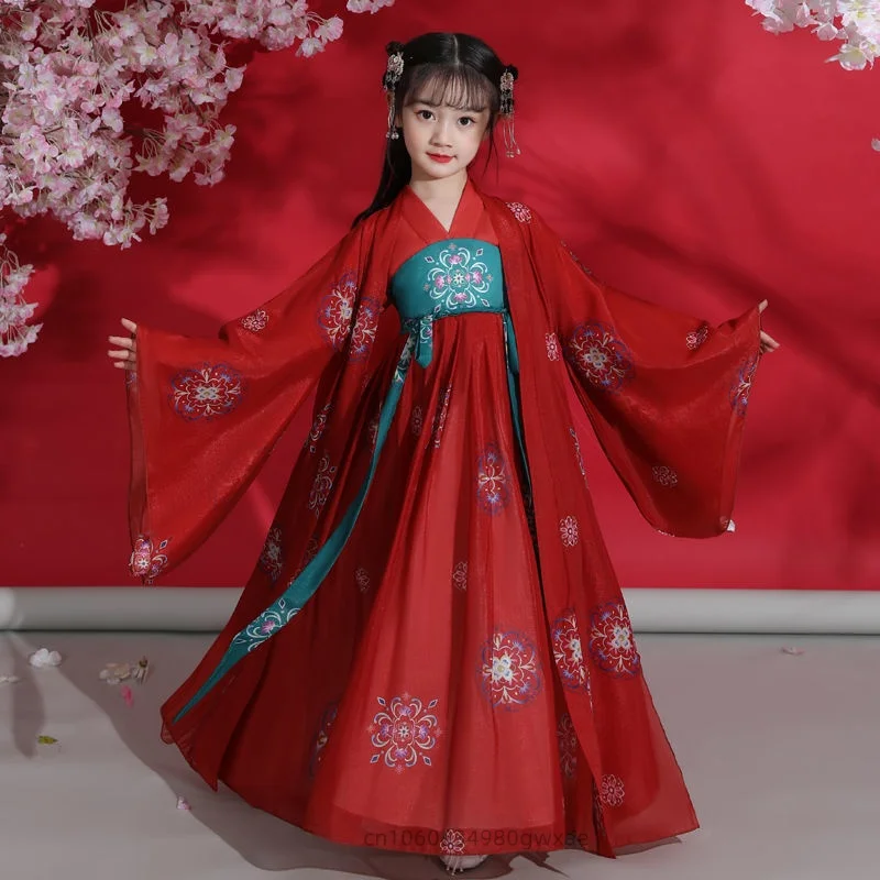 Vestido tradicional chino para niñas, disfraz chino antiguo, vestido de hada para niños, Cosplay Hanfu, ropa de actuación de danza folclórica