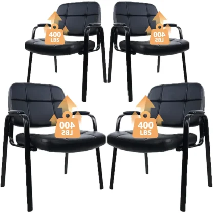 Silla para invitados de sala de espera grande y alta, cómodas sillas de recepción con reposabrazos acolchado de cuero regenerado para vestíbulo de recepción de oficina