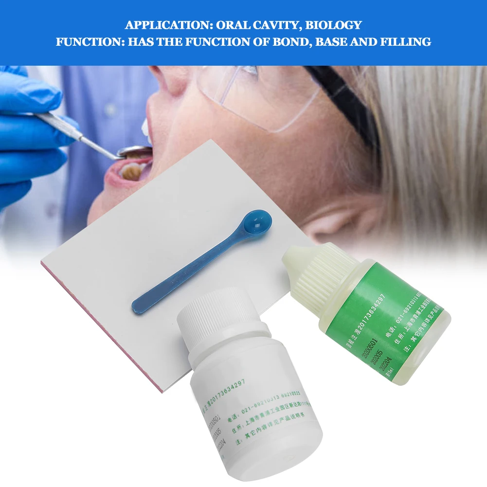 Cemento líquido de policarbonilato de Zinc de 15ml + 30g de cemento de policarbonilato de Zinc en polvo Kit de cemento Dental cemento de policarbonilato Dental