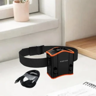 Ventilador de cinturón con linterna USB, ventilador de refrigeración portátil de viento fuerte para exteriores, para correr, escalar, viajar, sitio de construcción, deportes
