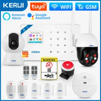 KERUI-sistema de alarma W181, seguridad para el hogar, WIFI, GSM, Tuya, Detector de movimiento inteligente, Sensor de puerta, cámara IP antirrobo, funciona con Alexa y Google