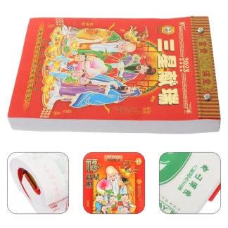 Calendario Lunar del Año del Conejo 2023, calendarios de pared de papel en forma de lágrima, regalo decorativo tradicional chino de Año Nuevo, oficina y hogar