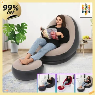 Sofá perezoso, silla inflable, sofá cama plegable reclinable para exteriores, taburete, cama de aire plegable portátil, juego de sillón para el almuerzo