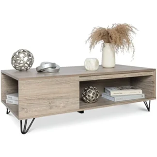 Mesa de centro moderna de granja con almacenamiento gris