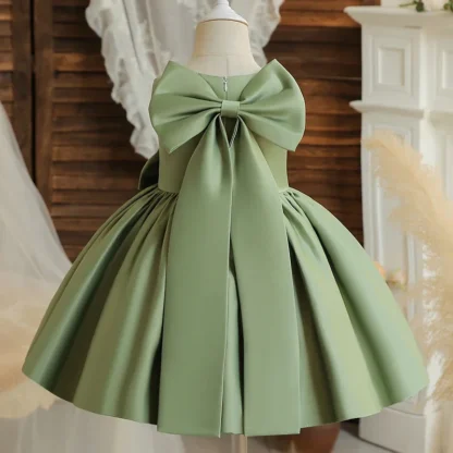 Vestido verde de Navidad con lazo grande para niñas pequeñas, vestido de Año Nuevo para niños pequeños, Vestidos de bautizo y cumpleaños, vestido de princesa para fiesta de bodas