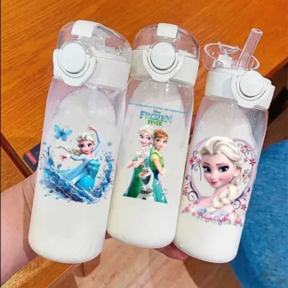 Taza de agua de Elsa congelada de Anime de 400ML, botella de agua deportiva de gran capacidad transparente de plástico portátil de princesa para niños, regalo