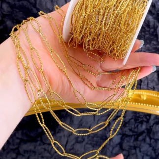 Cadena de eslabones de cadena ovalada hueca en relieve esmerilado de acero inoxidable, 2M, 1M, 0,5 M, DIY, collar, pulsera, bolso, cadenas, accesorios al por mayor