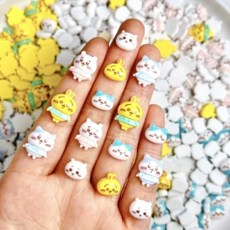 20 piezas Kawaii dibujos animados hámster conejo uñas encantos 3D colorido luminoso gato Animal serie resina mixta decoración artística de uñas para DIY