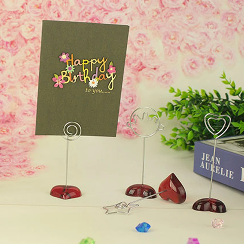 Soportes para notas y fotos de resina, Clips para tarjetas con imagen, soporte de exhibición para números de mesa, ganizador de archivos, Base romántica para boda, 5 uds.