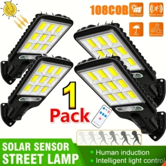 Lámpara de calle con Sensor COB de 108/120 modos de luz, lámparas solares de seguridad impermeables para exteriores, para jardín, Patio, camino, luz con Control remoto