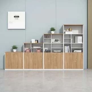 Archivador de oficina, armario bajo de madera, archivador de datos moderno y sencillo con cerradura