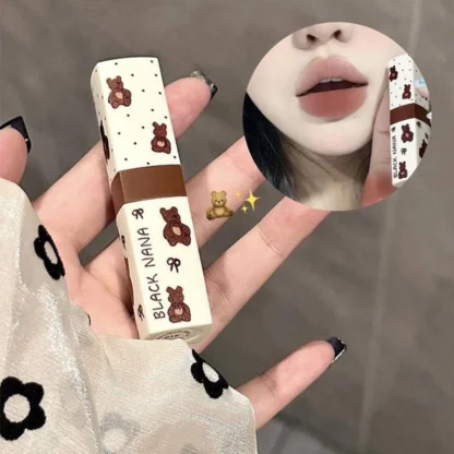 Lápiz labial resistente al agua, mate, café, hidratante de larga duración, no se decolora fácilmente, brillo de labios de baja saturación, rosa, marrón