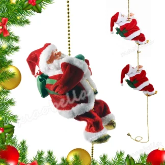 Cuerda con pilas para escalar, juguetes musicales de Papá Noel para árbol de Navidad, adorno colgante, decoración navideña