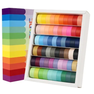 60 rollos de cinta Washi básica de Color sólido de 0,6 pulgadas de ancho, cinta adhesiva de arcoíris, álbum de recortes diario, cinta adhesiva decorativa