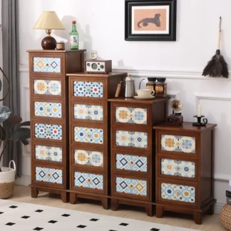 ‌ Mesita de noche Vintage de madera maciza, cajón, organizador de espacio estrecho, muebles de dormitorio a prueba de humedad para consola de estante abierto suave