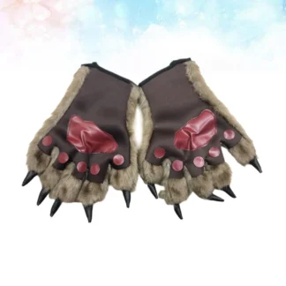 1 par de guantes de lobo de hombre lobo, guantes de pata de Animal, accesorios de disfraz de lobo para actuación de Halloween, disfraz de mascarada