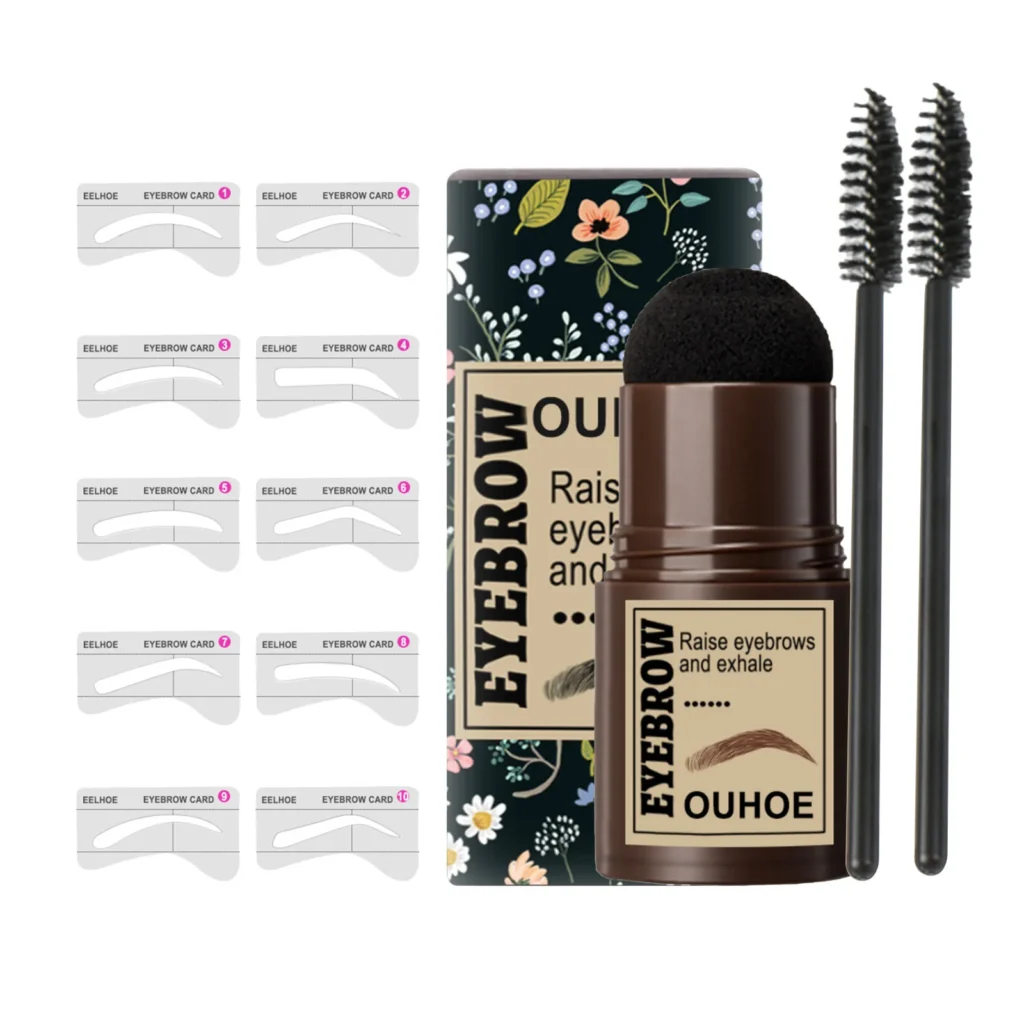 OUHOE-sello para cejas, estampado de cejas tonto, perezoso, impermeable, a prueba de sudor, maquillaje y sombra de línea de cabello en polvo, 2 uds.
