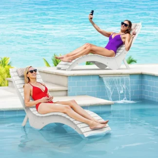 Juego de 2 sillas de salón para piscina: diseño flotante de HDPS para piscinas y terentes de jardín, sillas de piscina y salones ponderados para caca