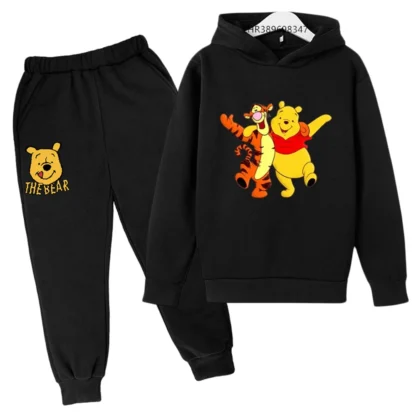 Sudadera con capucha para niños, conjunto de sudadera y pantalones con estampado de dibujos animados de Winnie the Pooh para niños y niñas de 3 a 12 años, jersey