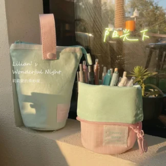 Portalápices Vertical japonés, organizador de bolígrafos coreano Sweet Ins, bolsa de pie de gran capacidad a la moda sencilla para más de 30 bolígrafos