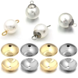 50-200 unids/lote de tapas redondas de cuentas de acero inoxidable, cuentas de perlas, cubierta de punta de bola, espaciador para fabricación de joyería, suministros de accesorios DIY