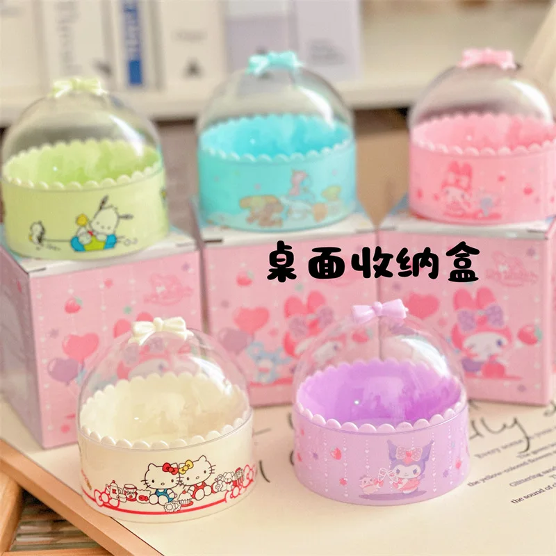 Caja de almacenamiento Sanrios Hello Kitty Kuromi Cinnamoroll joyería organizador de maquillaje contenedor de papelería para niños caja de dulces regalo gran oferta