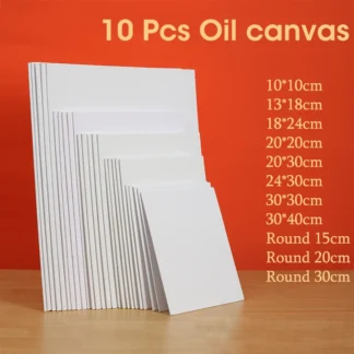 10 Uds. Tablero de lienzo para pintura de algodón en blanco, blanco imprimado, adecuado para pintura al óleo, acuarela, Gouache, acrílico, suministros de arte, HB-17