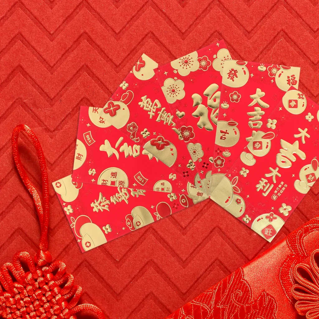 10 bolsas de sobres rojos de serpiente de dibujos animados, sobres para dinero, papel de bolsillo plegable bonito, Año Nuevo Lunar