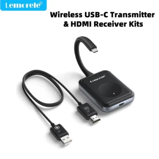 Lemorele USB C Kit receptor transmisor de vídeo inalámbrico extensor HDMI para monitorear proyector HDTV para PC cámara reuniones de oficina