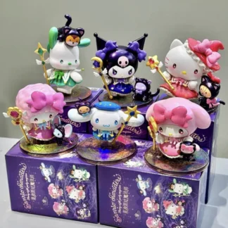 Sanrio-caja ciega de fiesta nocturna estrellada, serie de mago Kawaii Kuromi Hello Kitty, muñeca de juguete de moda, adorno de escritorio, regalo de cumpleaños