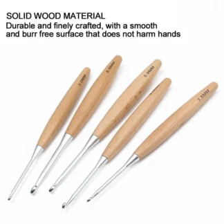A69T11Pcs Ganchos de ganchillo 3,0 mm-12 mm, ganchos de ganchillo con mango de madera, ganchos de tejer de un solo cabezal, agujas de ganchillo